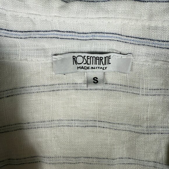 Rosemarine 100% Linen White Striped Made In Italy Button Tunic Shirt Small Cover - Picture 2 of 6